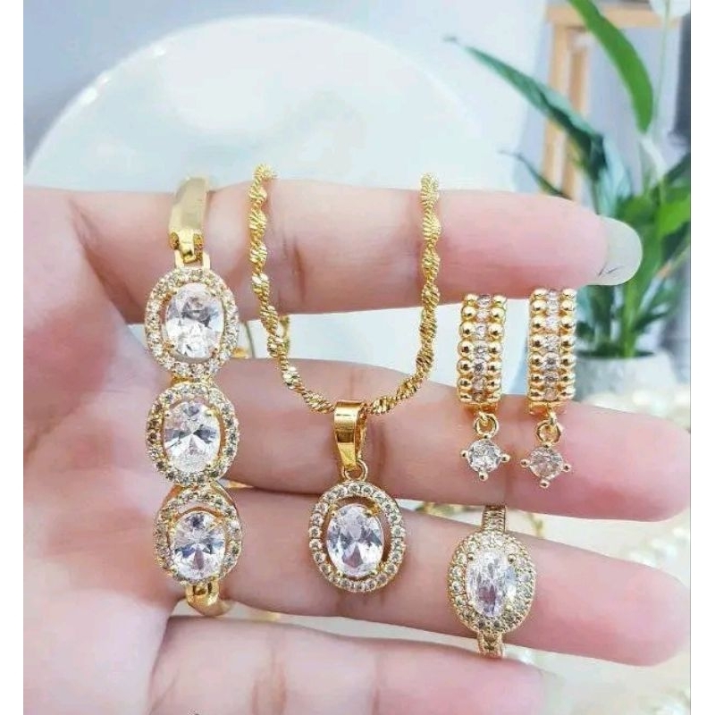 1set asesoris emas imitasi untuk dewasa panjang kalung 45cm