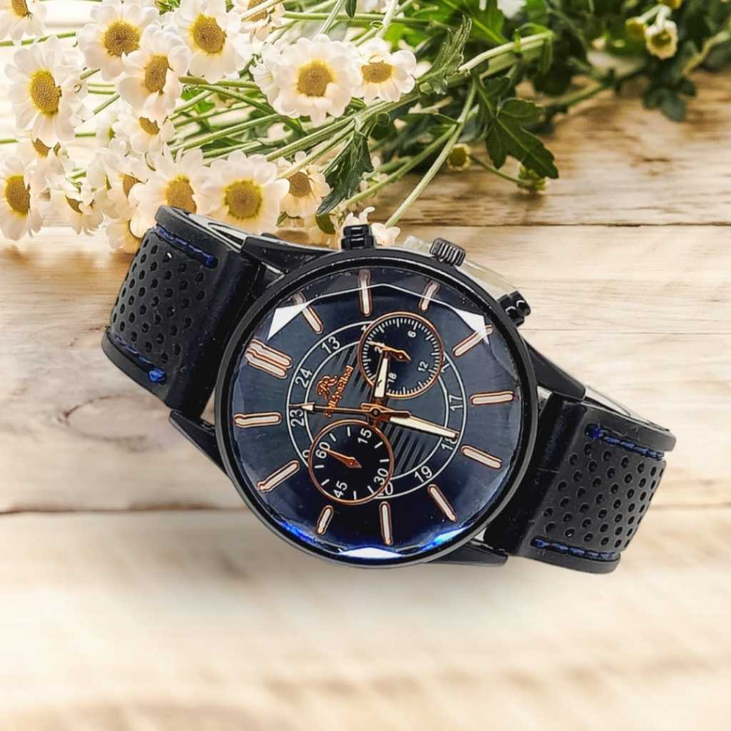 PHILIPE RICCI JAM TANGAN TALI KARET JAHIT ANALOG / JAM TANGAN PRIA TERLARIS