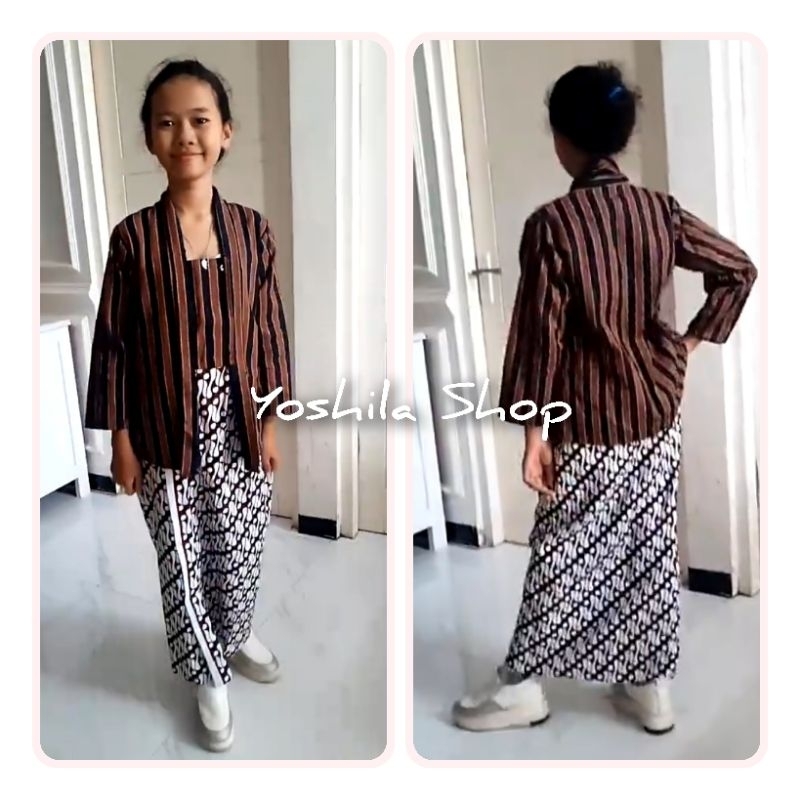 Baju Adat Jawa Anak Perempuan Kebaya lurik Anak Perempuan Batik Lurik Anak