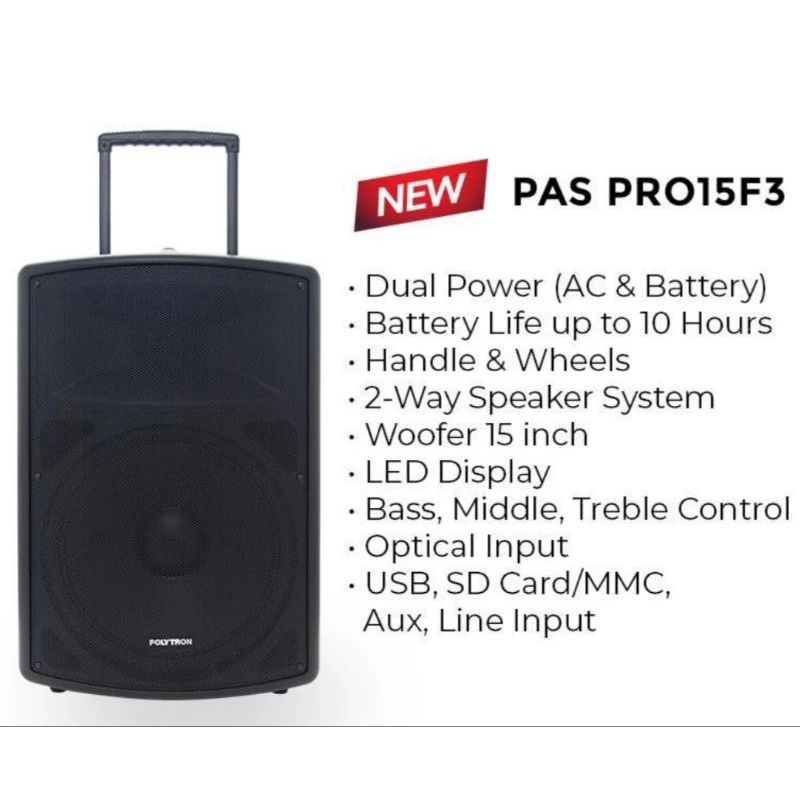 Speaker Portable Meeting 15 inch 120W POLYTRON PAS PRO 15F3 Original Polytron pas pro15f3 pas pro 15 f3