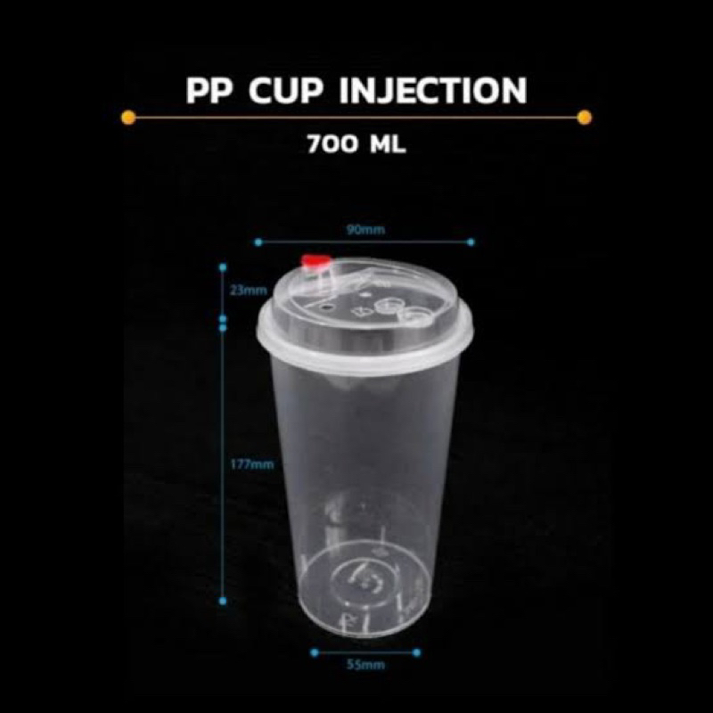 Cup PP Injection 22oz - Gelas Fore Cheese Tea 700ml @25pcs