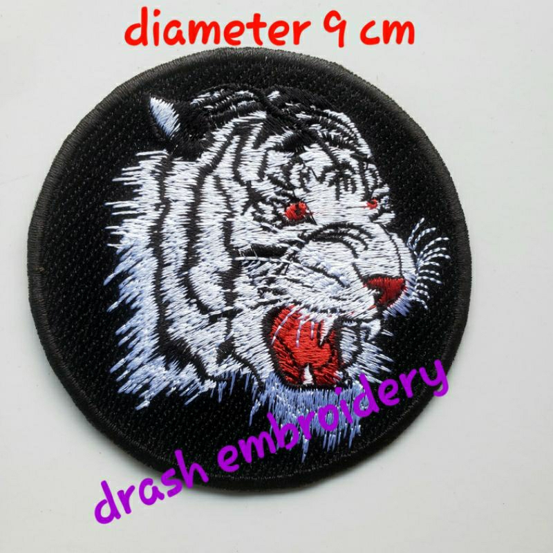 emblem bordir macan putih 2