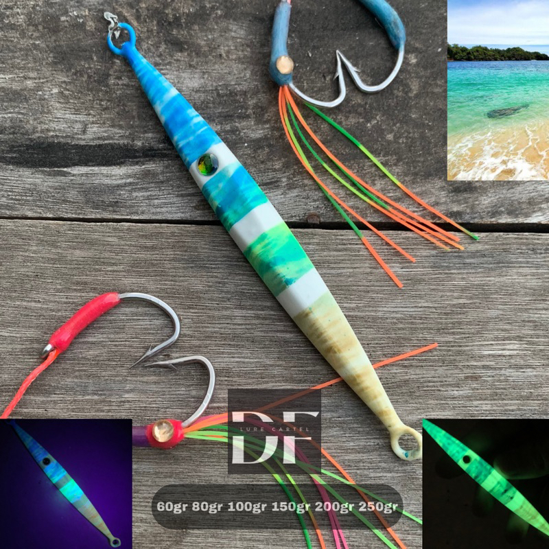[Tanpa Assist] Metal jig Superstar Beach 250gr 200gr 150gr 100gr 80gr 60gr beach full glow