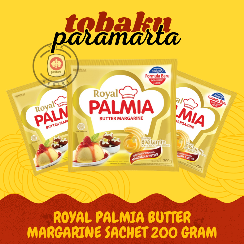 

MENTEGA MARGARIN INDOFOOD ROYAL PALMIA MARGARINE 200 GRAM / MENTEGA MARGARIN MURAH