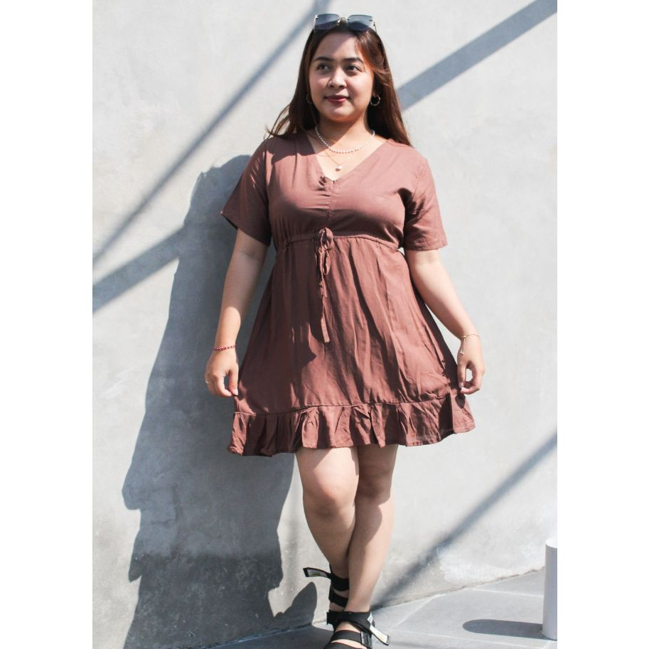 MINI DRESS V RAMPLE RAYON POLOS DRESS WANITA PREMIUM