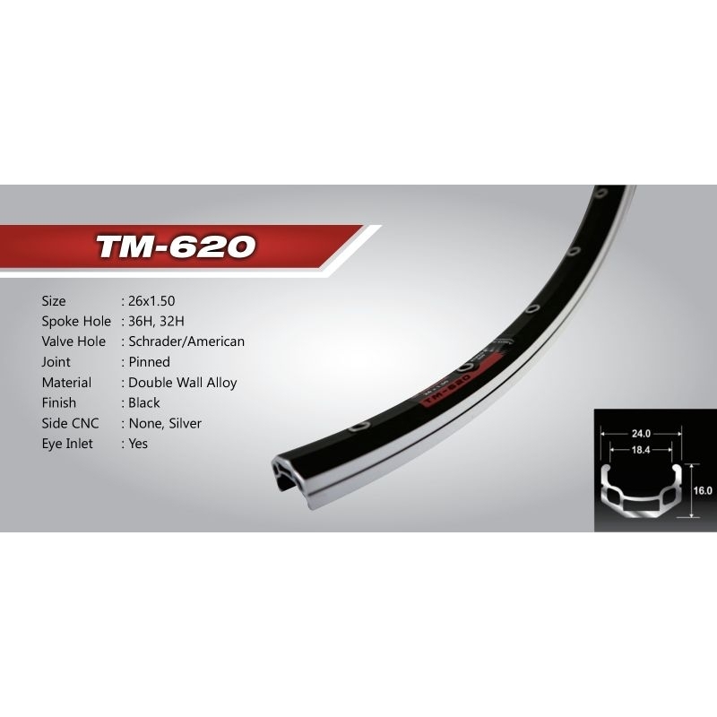 VELG SEPEDA 26 TM-620 ALOY ARAYA VELG SEPEDA MTB UKURAN 26