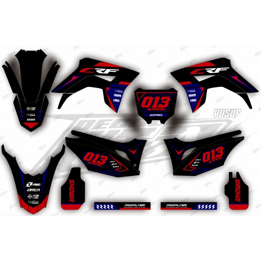 Decal Honda CRF 150L Hitam meraj biru supermoto full body stiker crf150l