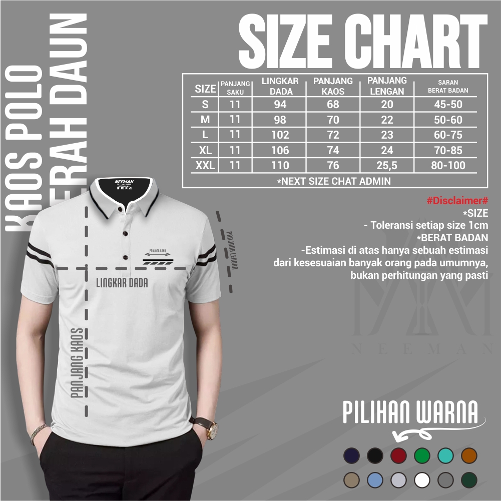 Termurah Kaos Pria Polo Saku Zebra Lengan Garis/Kerah Daun Pria