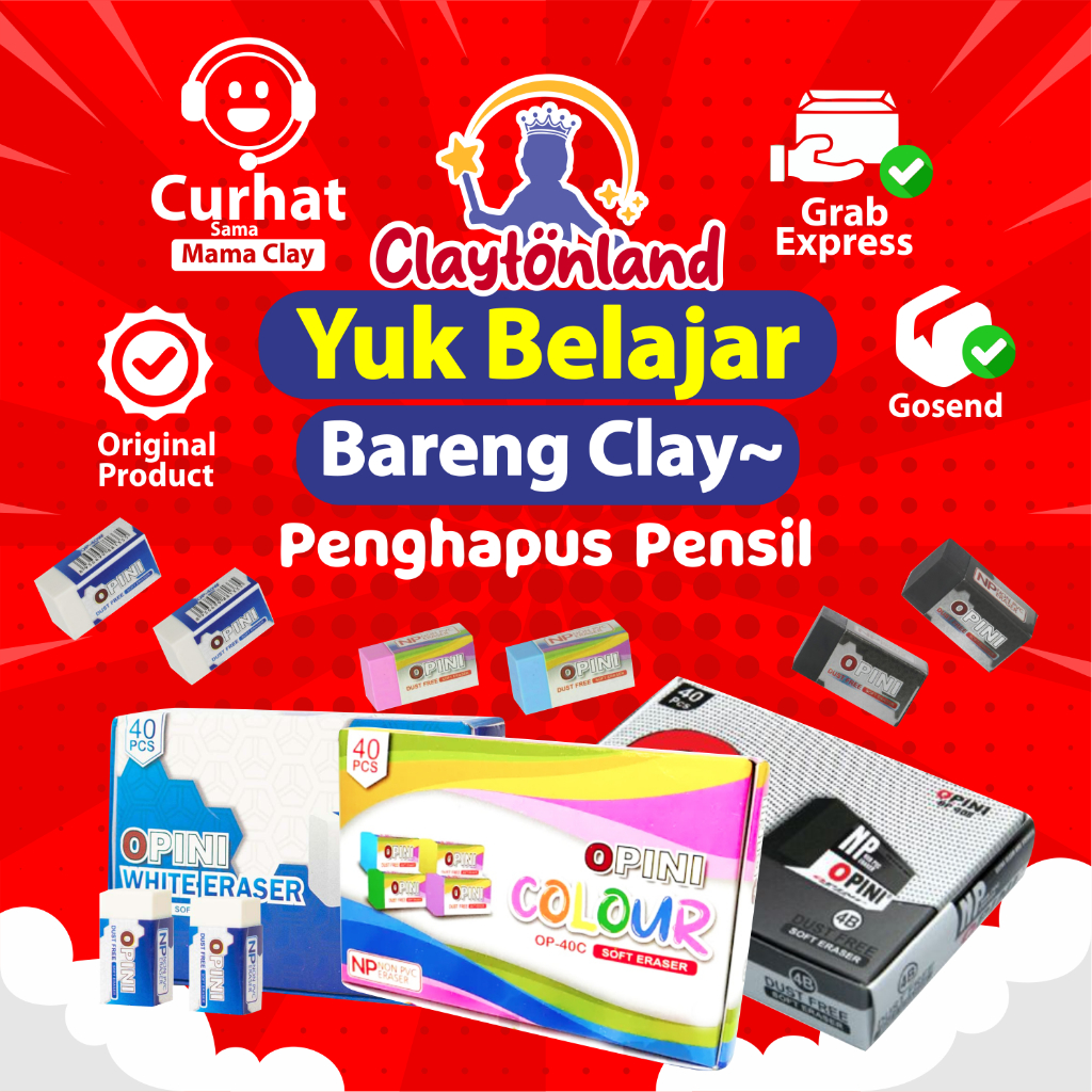 

1Pack Isi 40pcs Penghapus Pensil Kecil B40 Hitam Putih Warna Warni / Eraser / Setip / Penghapus Murah