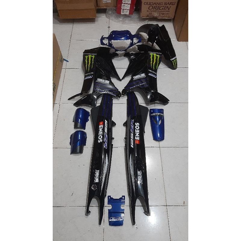 Yamaha 125 ZR body set cover set cover motor cover plastik biru monster energi Rapido