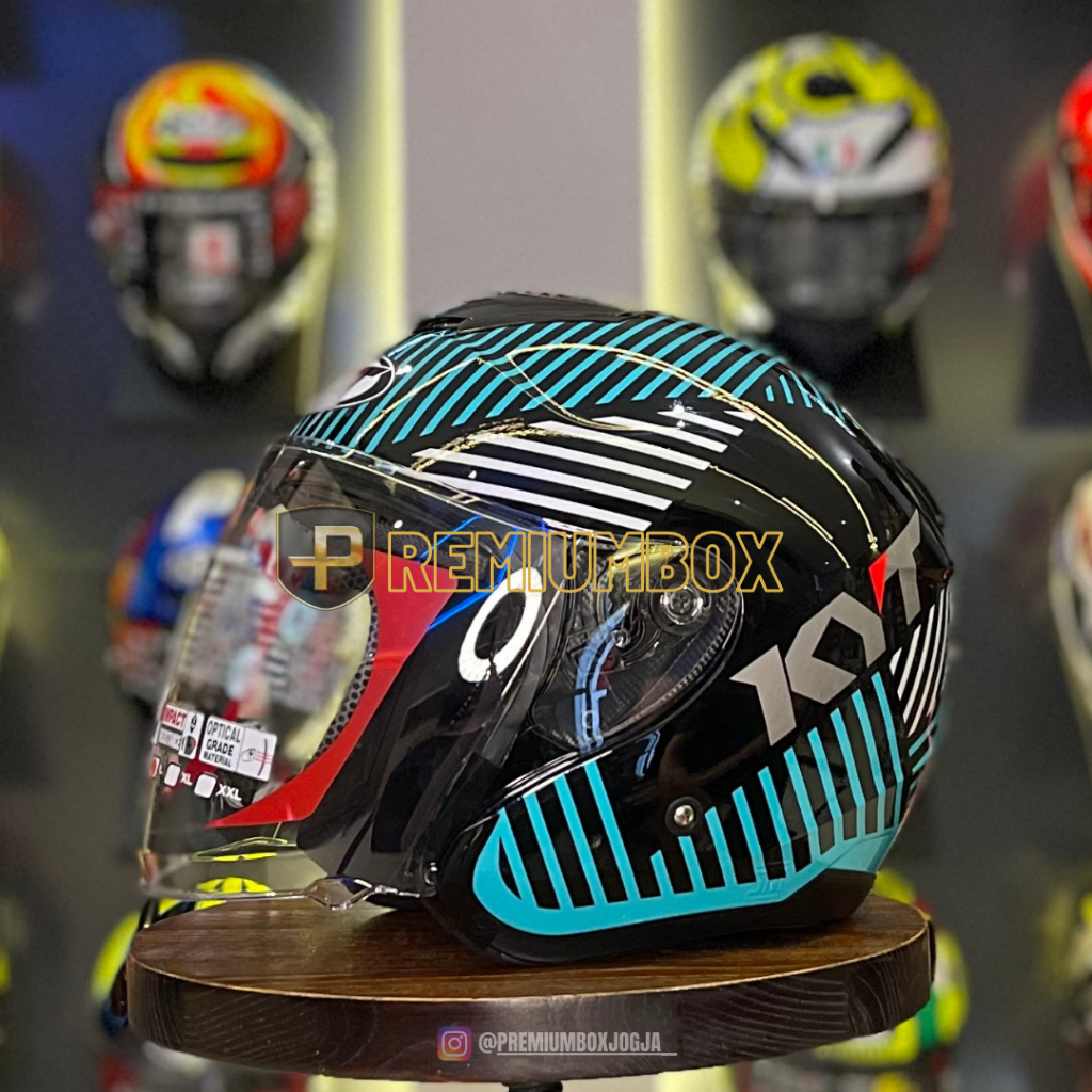 HELM KYT KYOTO #4 BLACK GREEN / HALF FACE / MOTIF