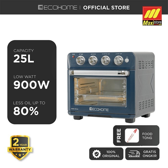 ECOHOME Cubic Air Fryer EAF-888 25L Easy Fry Oven & Grill Aquamarine - Tanpa PK