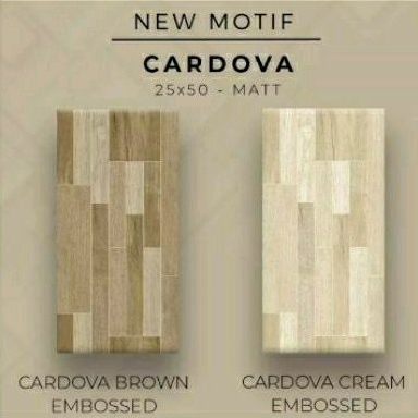 Keramik 25x50 Matt Motif Kayu Cardova 4 Warna Grade A
