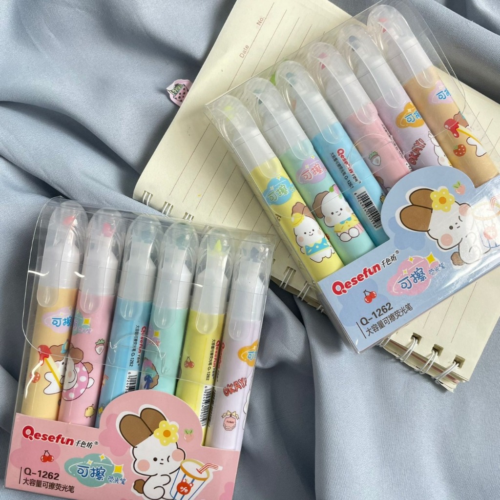 

STABILO QESEFUN 2 SISI Q-1262 1SET 6 COLOUR LENGKAP BISA DI HAPUS KEMASAN HIGHLIGHTER ERASEABLE UKURAN SEDANG ISI 6 WARNA BEST PREMIUM QUALITY BISA COD