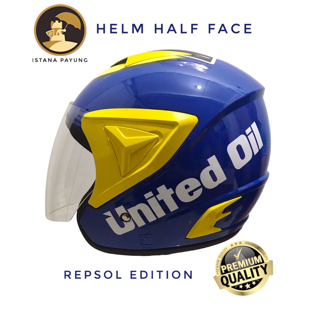 ISTANA Helm Half Face REPSOL Edition SNI Dewasa United Oil Termurah | Original