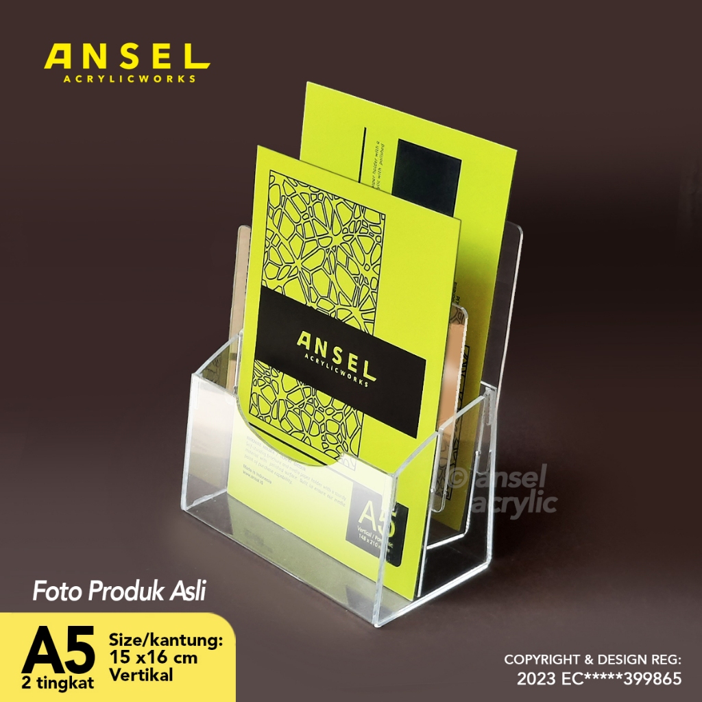 

ANSEL Tempat Brosur Akrilik Tingkat / Acrylic Flyer - A5 Ver - Tipe E 2 Susun