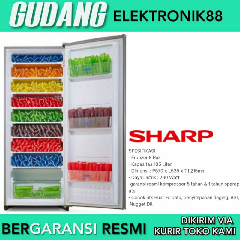 Freezer Sharp 8 Rak FJM195 Lemari Es Batu 8rak Freezer Es Batu Asi Dll