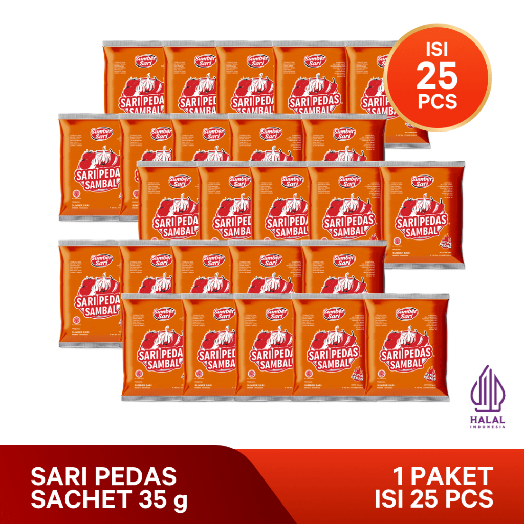 Paket SAOS Sachet Sari Pedas PRAKTIS Isi 25 Sachet Sumber Sari | SAOS CABE | SAUS SAMBAL | 35 gr | s