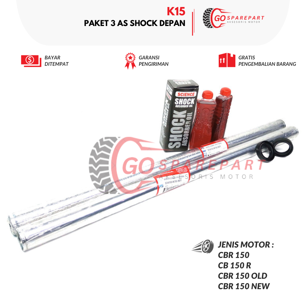 (HONDA) K15 PAKET AS SHOCK DEPAN CBR 150  + 2 PCS OLI SOK HONDA + 2 PCS / CB 150 R / CBR 150 OLD / C