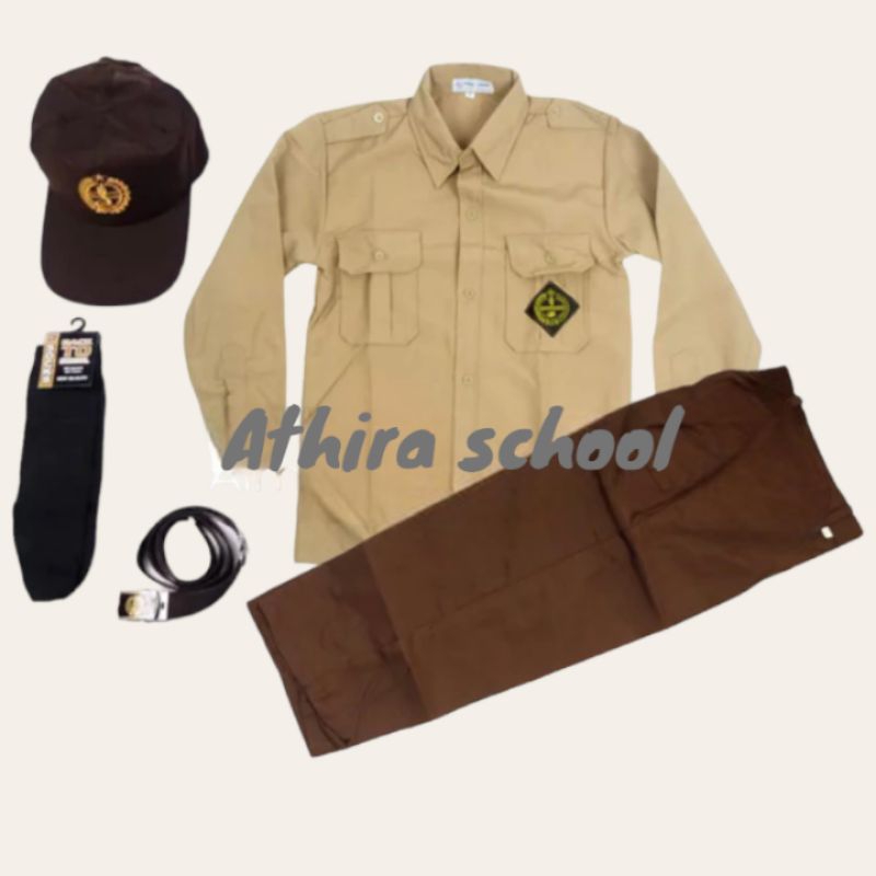 Stelan Seragam Pramuka penggalang Anak SD Laki2 Baju panjang Celana Panjang
