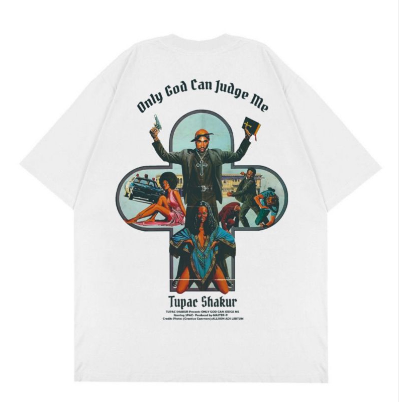 KAOS TUPAC AMARU SHAKUR ONLY GOD CAN JUDGE ME BAJU RAPPER MERCH 2PAC TSHIRT TEE LOKAL IMPORT VINTAGE