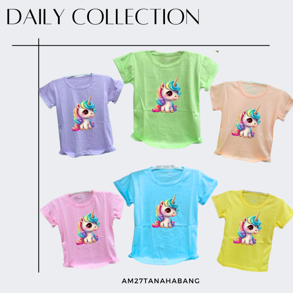 AM27 Baju Anak Cewek 3 bulan-10 tahun KUDA PELANGI- Kaos003