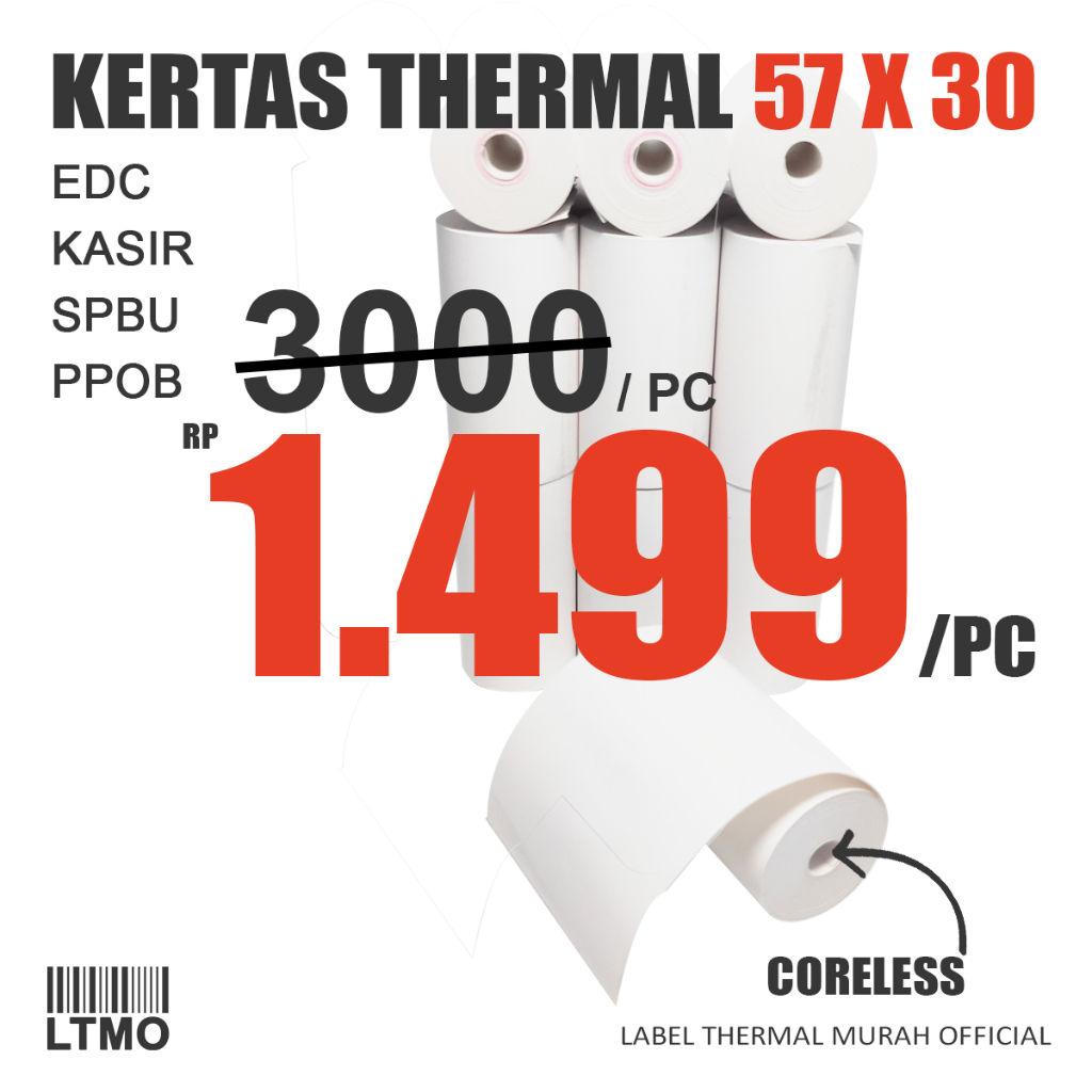 

Kertas Thermal MURAH Kasir Struk PPOB 57x30 57 x 30