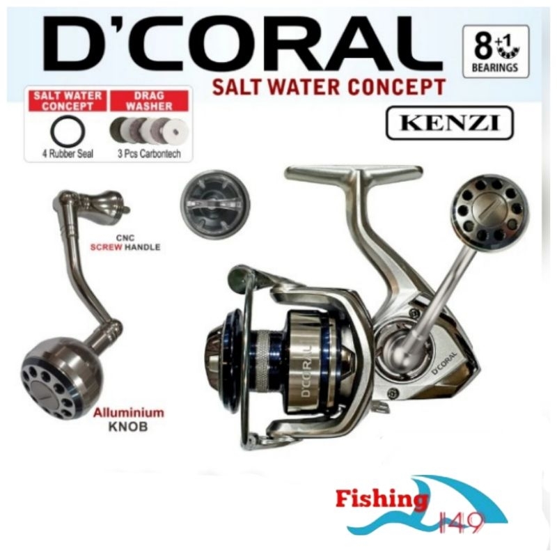 Reel Pancing Puwer Handle Kenzi D'CORAL 1000-6000 Saltwater Concept
