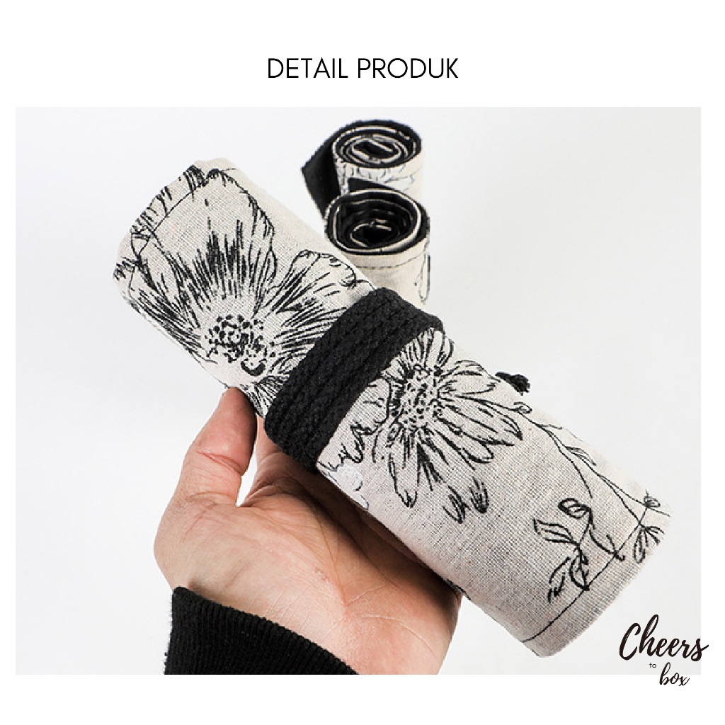 

HJK Pencil Case Roll / Tas Pensil Gulung Bahan Kain Canvas / Isi 36 48 72 Slot / Tempat Pensil Warna