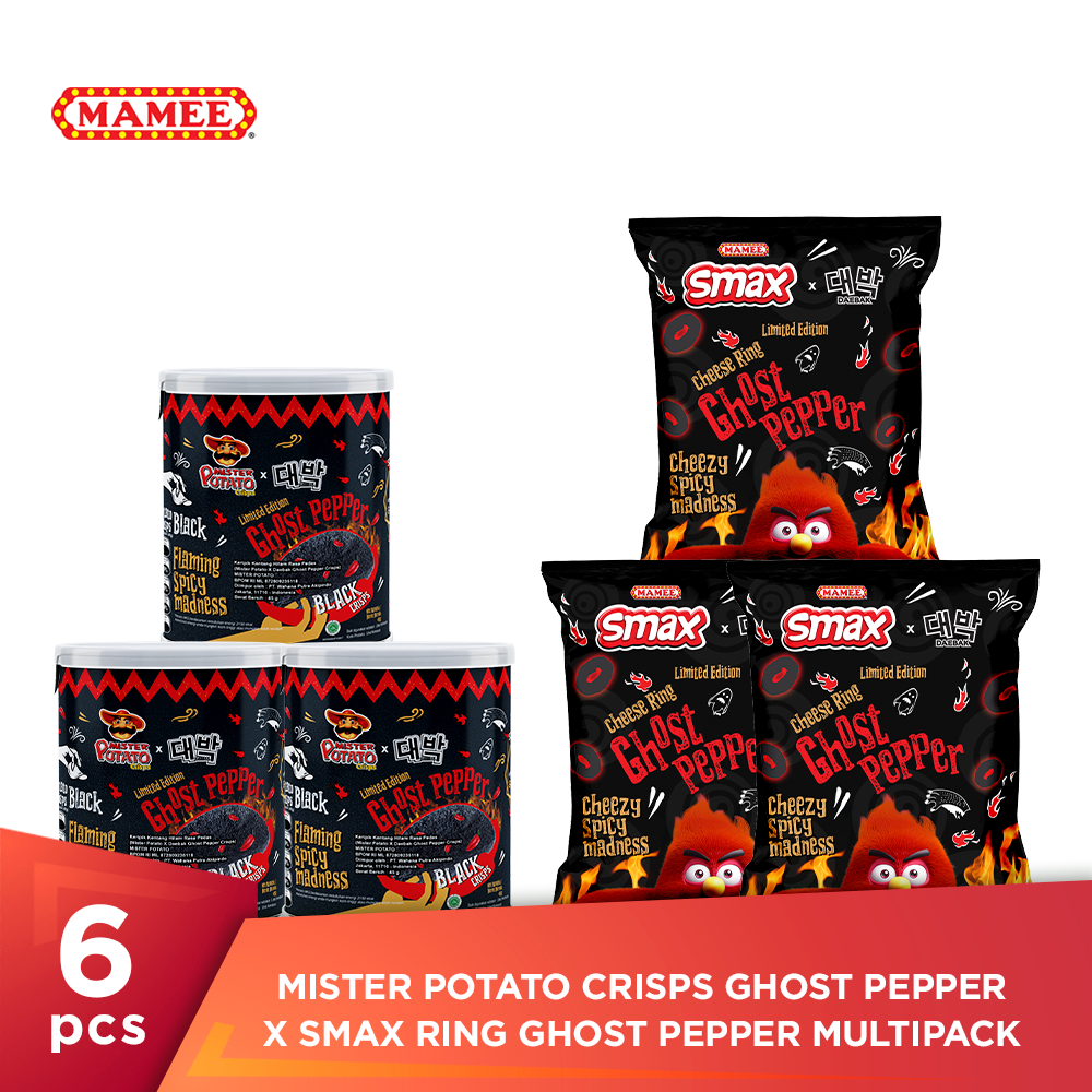 

Mister Potato Crisps Ghost Pepper x Smax Ring Ghost Pepper Multipack 6 Pcs