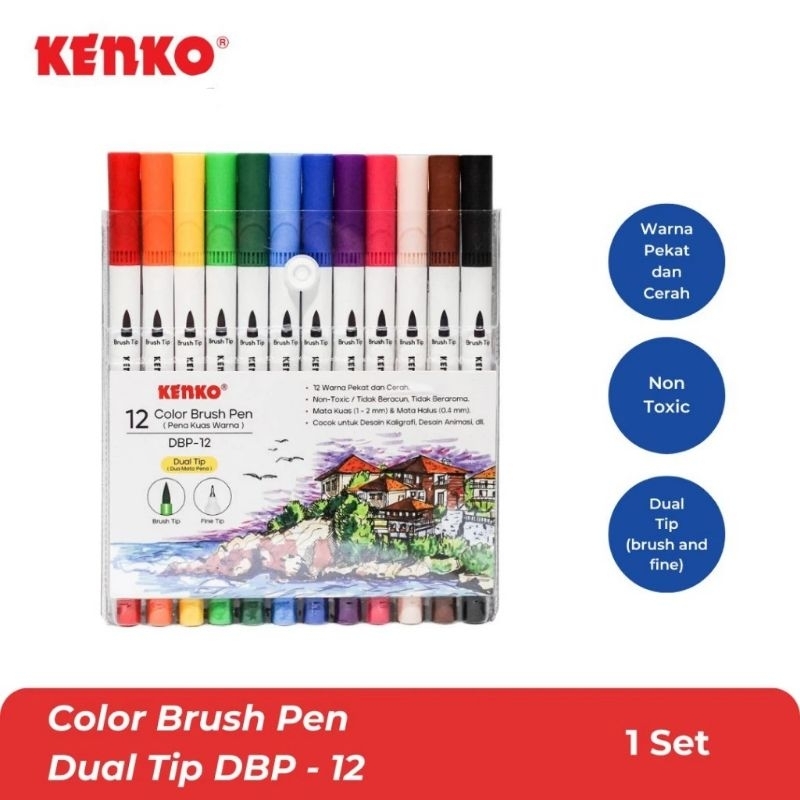 

DUAL BRUSH PEN FINE TIP KENKO