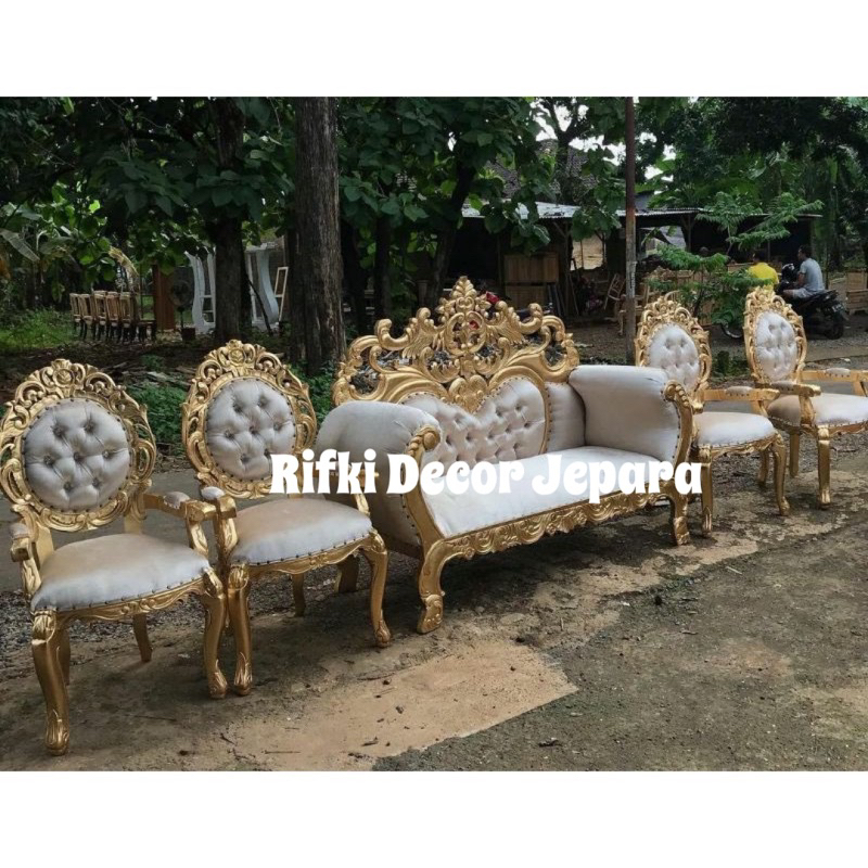 sofa manten wayang / sofa pelaminan raja salman / kursi manten jati / kursi pelaminan ukir