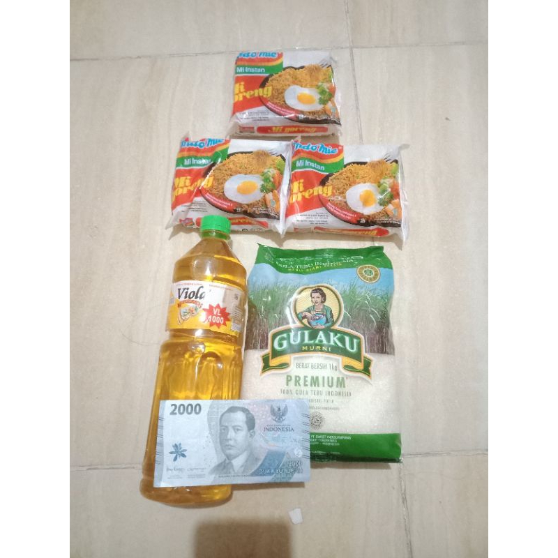 

CASHBACK 2K DAN 1LITER MINYAK+1KG GULA+INDOMIE GORENG 3 PAKET HEMAT SEMBAKO JATIM