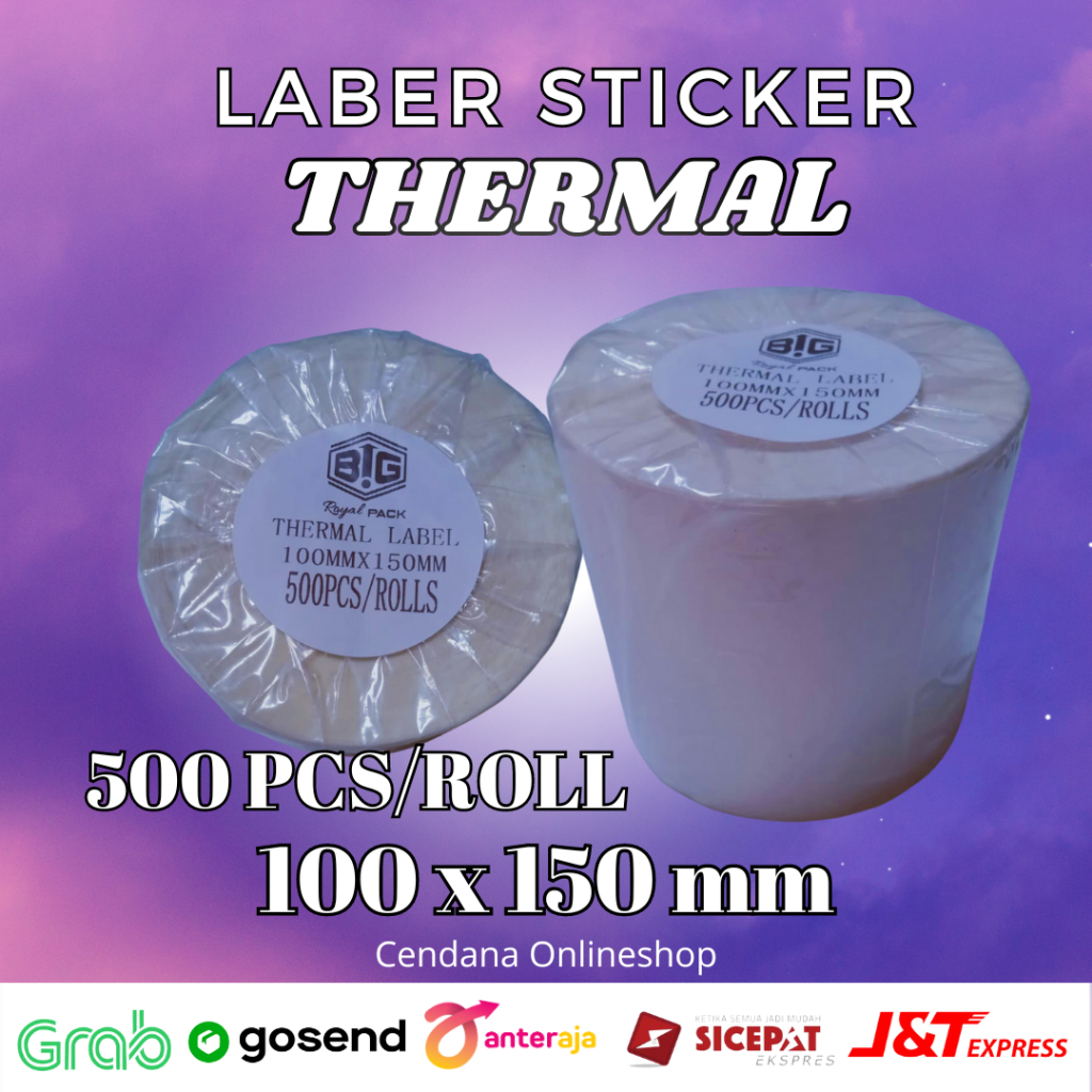 

Sticker Label Thermal 100 mm x 150 mm Isi 500 Lebel Kwalitas Premium