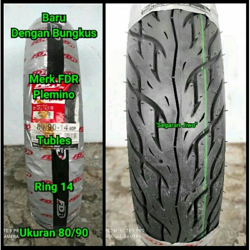 Ban tubles matic ring 14 ukuran 80/90 merk FDR flemino Ban depan motor Honda beat vario 110 125