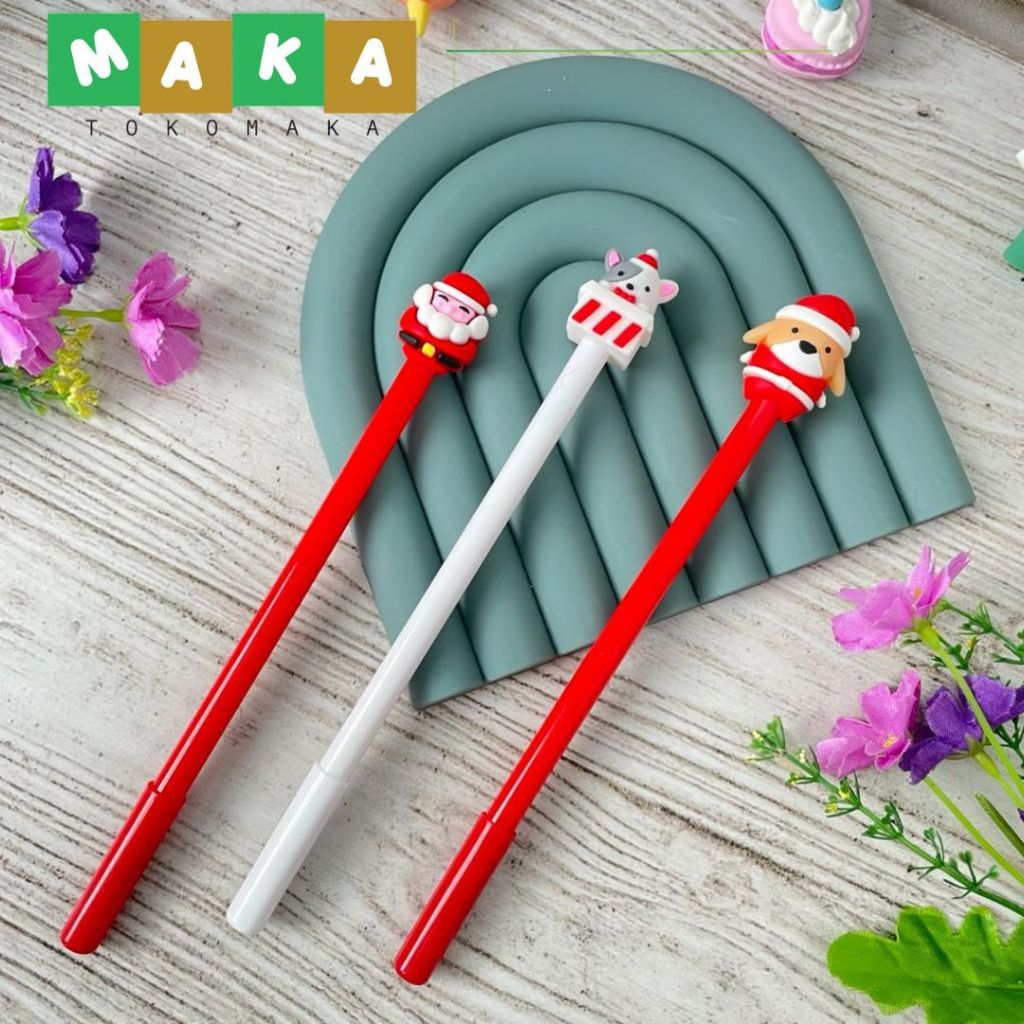 

pulpen gel natal hewan PGK 1009 pen gel santa pena bolpen hadiah souvenir natal atk sekolah