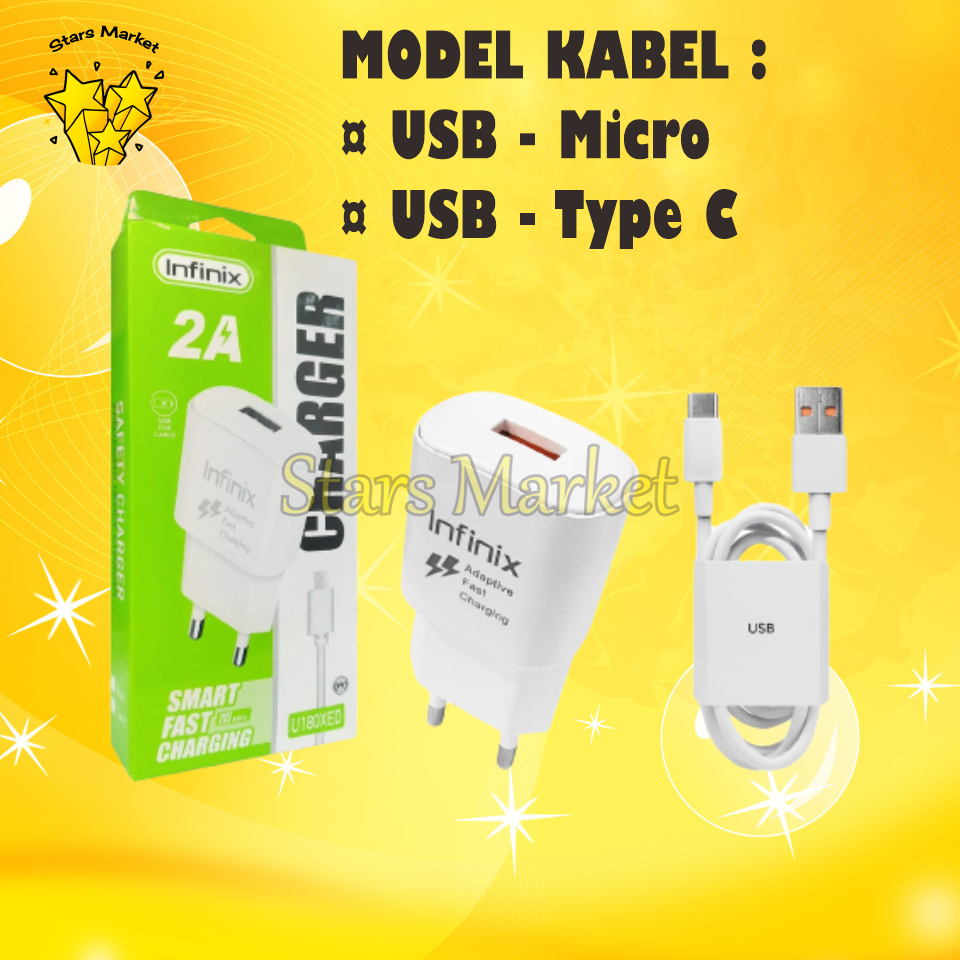 [ST-TC] Charger Infinix Hot 9 10 2A Kode U180XED Micro USB / Type C Fast Charging