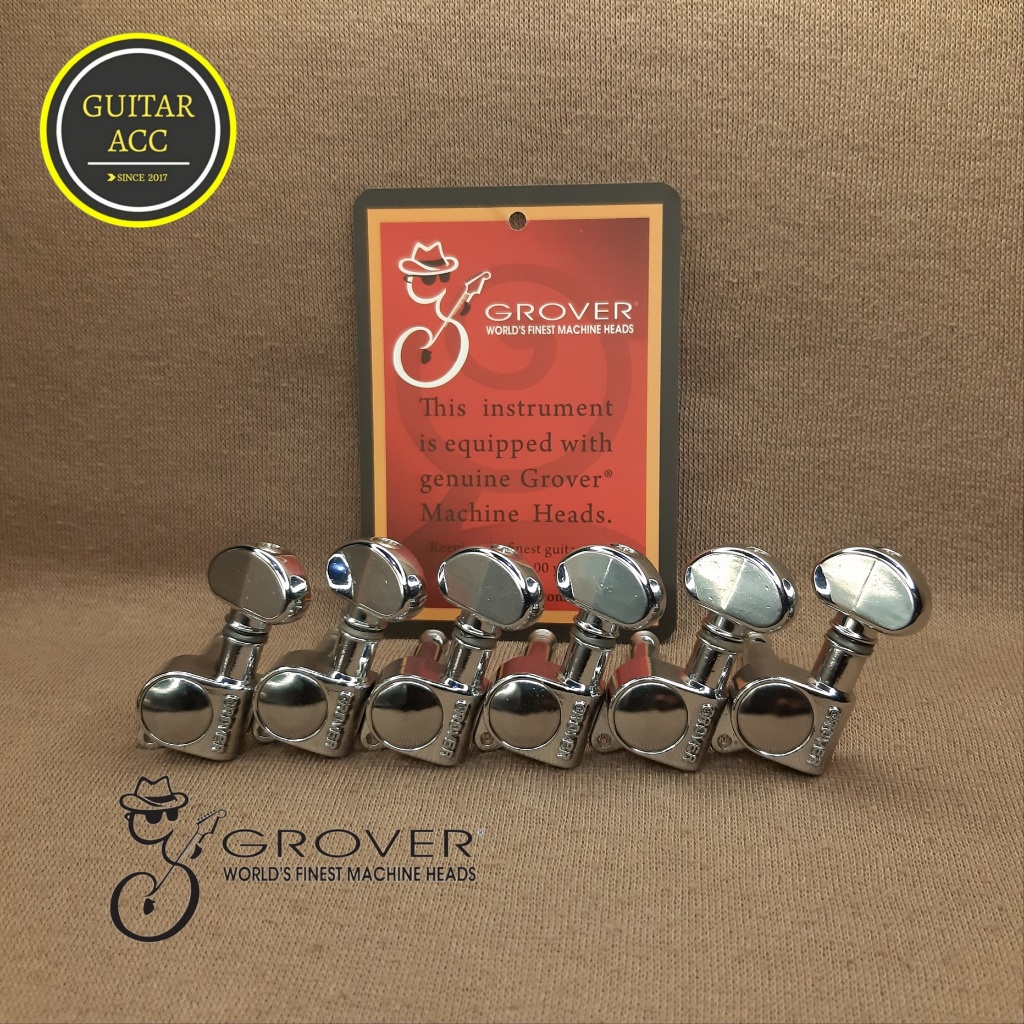 Tuner Grover 205 mini rotomatic REVERSE headstock 6 inline chrome dryer gitar elektrik