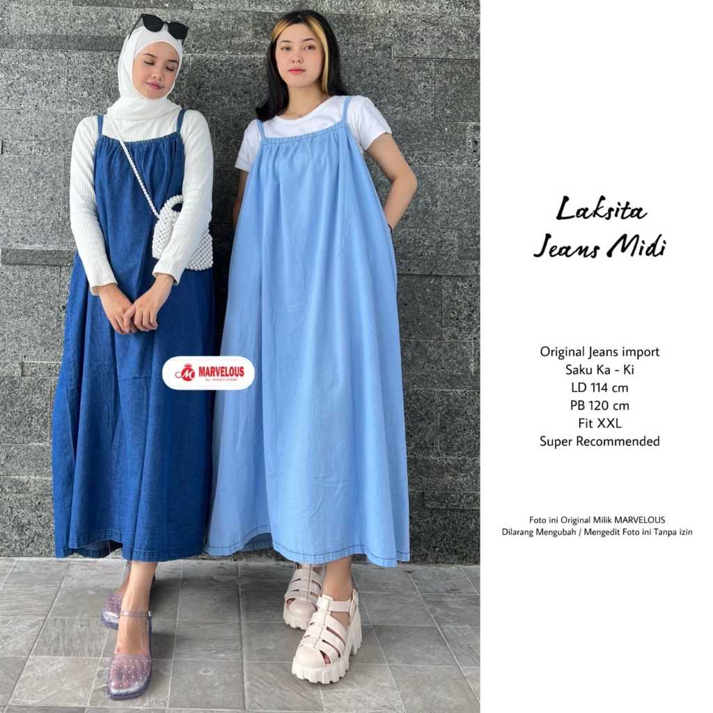 [Bisa COD] Laksita overall by Mutia overall jeans premium size jumbo ld 110 cm laksita overall midi 