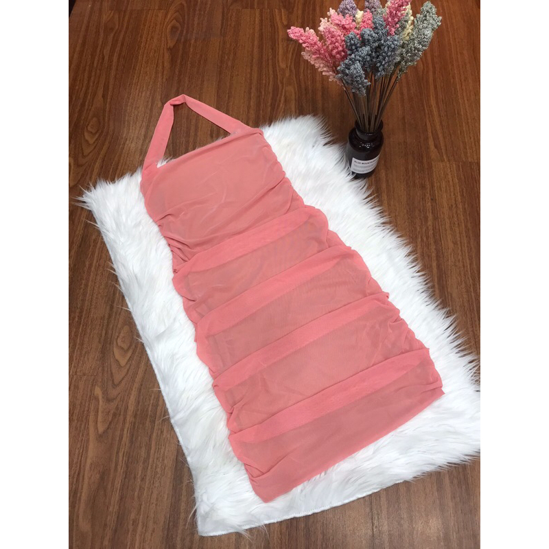 Dress Tile Tali Leher / Dress Mini Tile Import Bkk Berkualitas