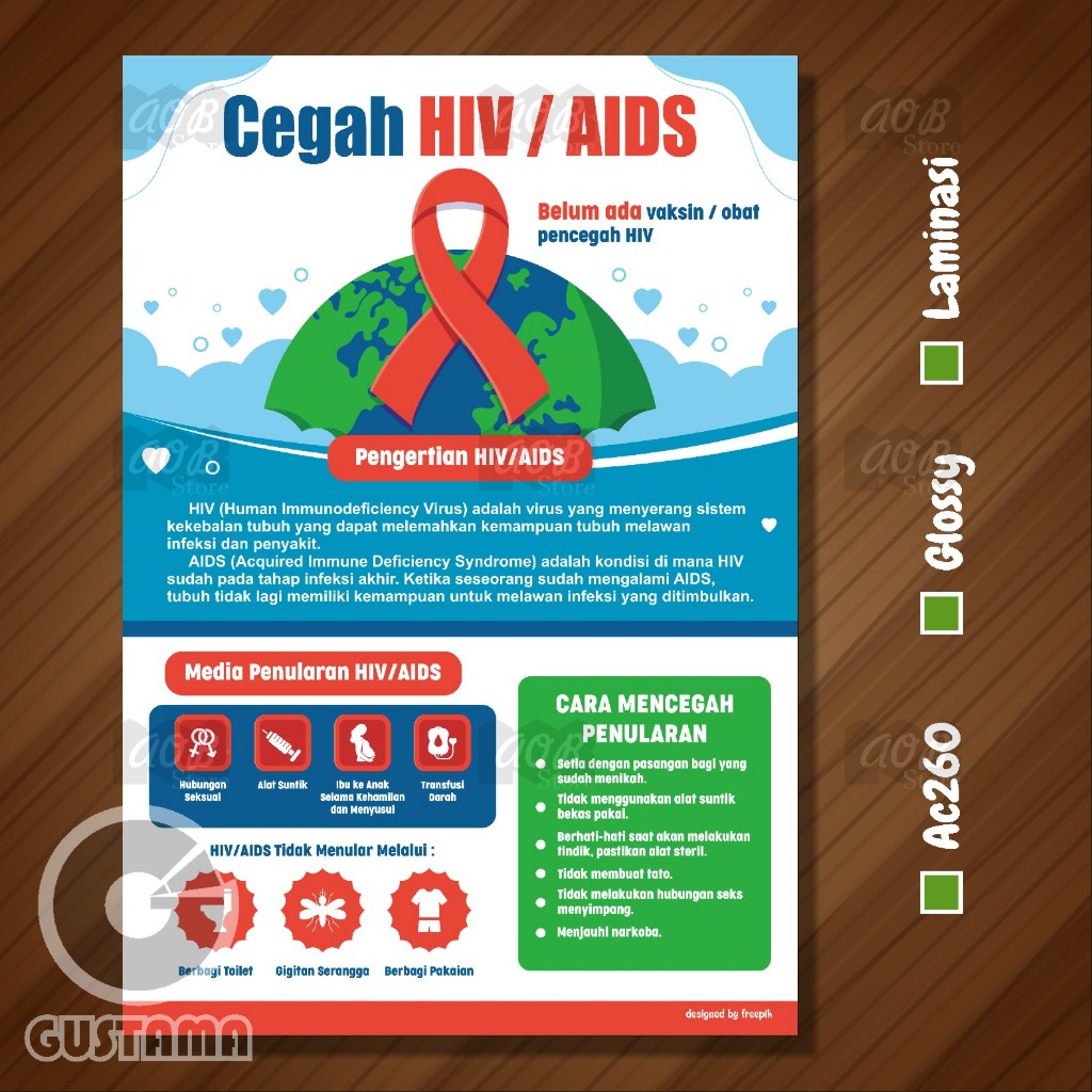 

Poster Cegah HIV AIDS, Poster Edukasi Kesehatan A3+