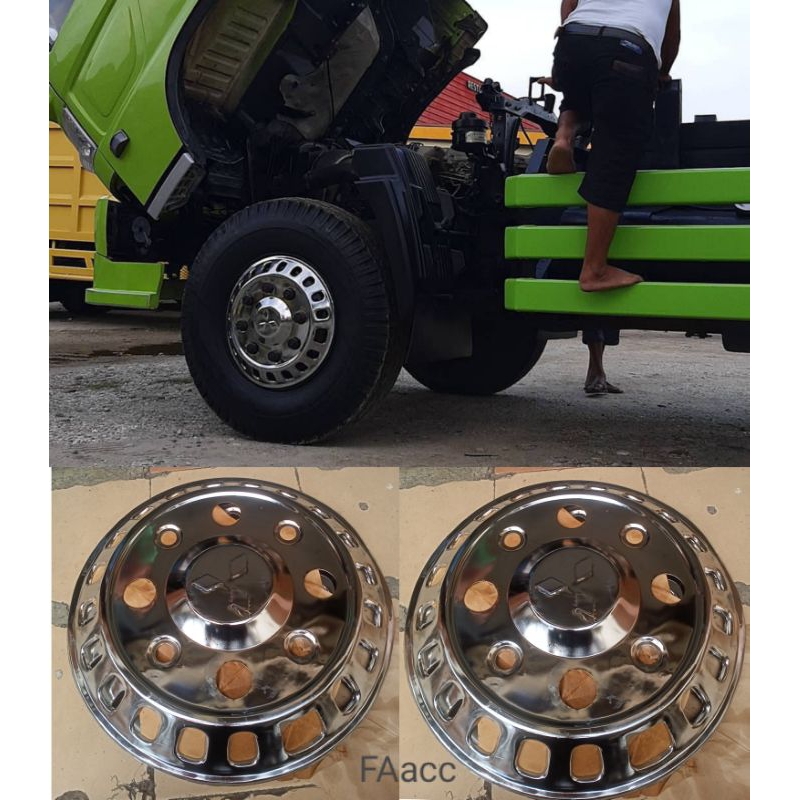 weldop truk dop roda truk Fuso Hino/Bus ring 20 lobang baut 8 depan saja 2pcs chrome kilap