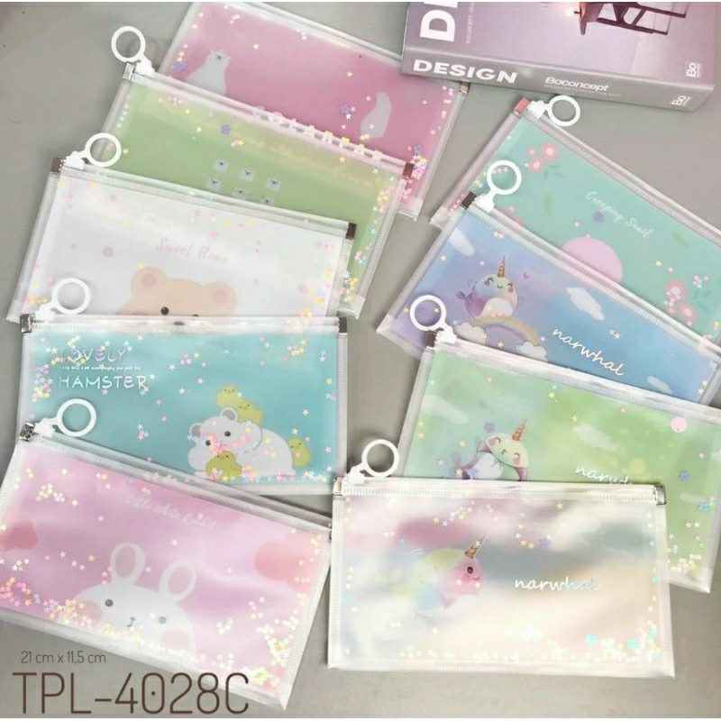 

Tempat pensil Glitter Transparan Pouch Zipper Dompet Serbaguna