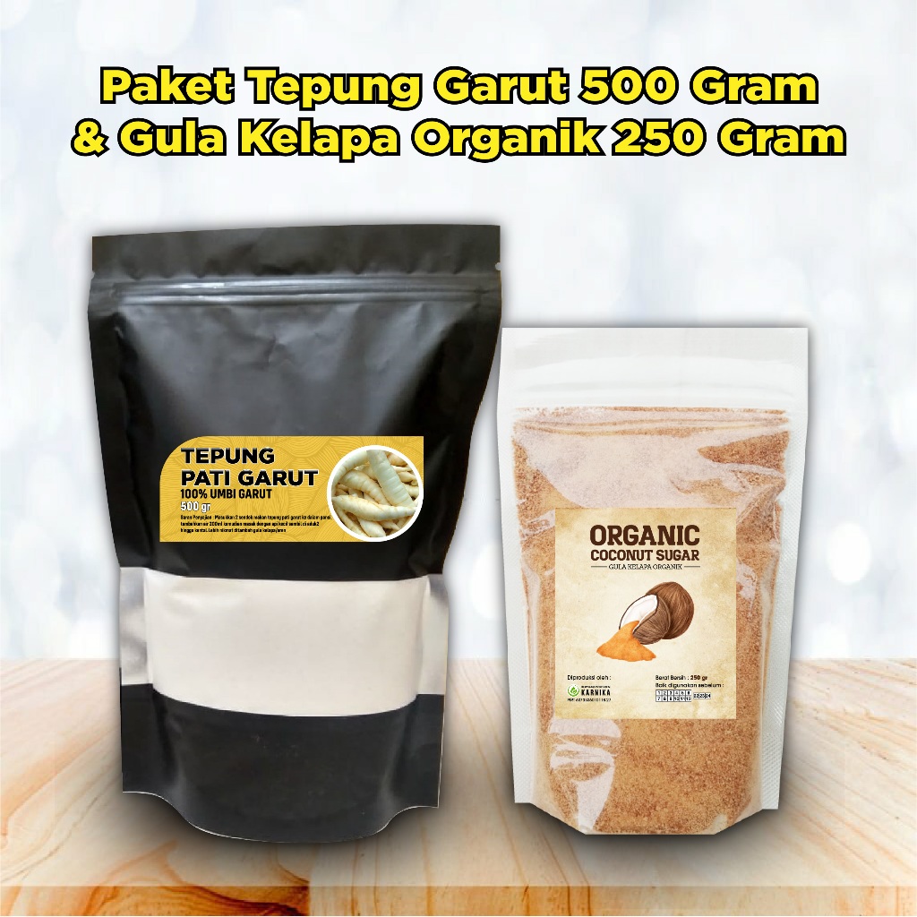 

Paket Pati Asam Lambung/Tepung Garut 500gr & Gula Semut Kelapa Organik 250gr