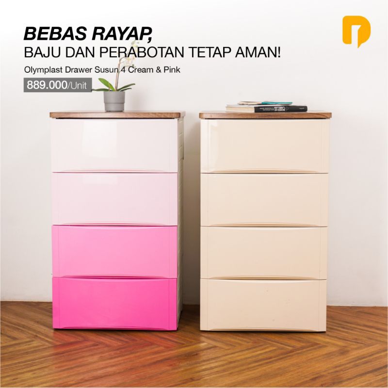 Lemari Olymplast Drawer 4 Susun Lemari Pakaian Laci Container
