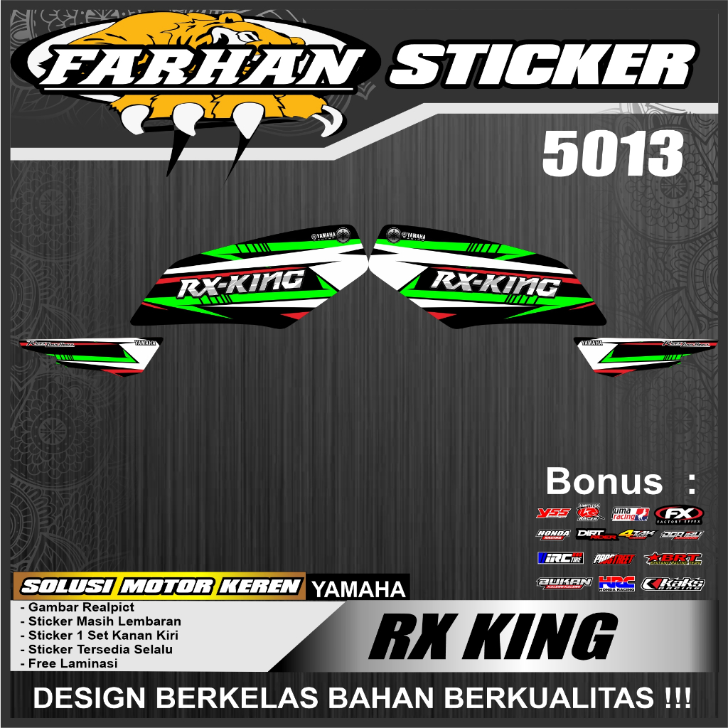 f5013 Sticker Striping Motor Rx King Desain List Merah Terbaru variasi semifull