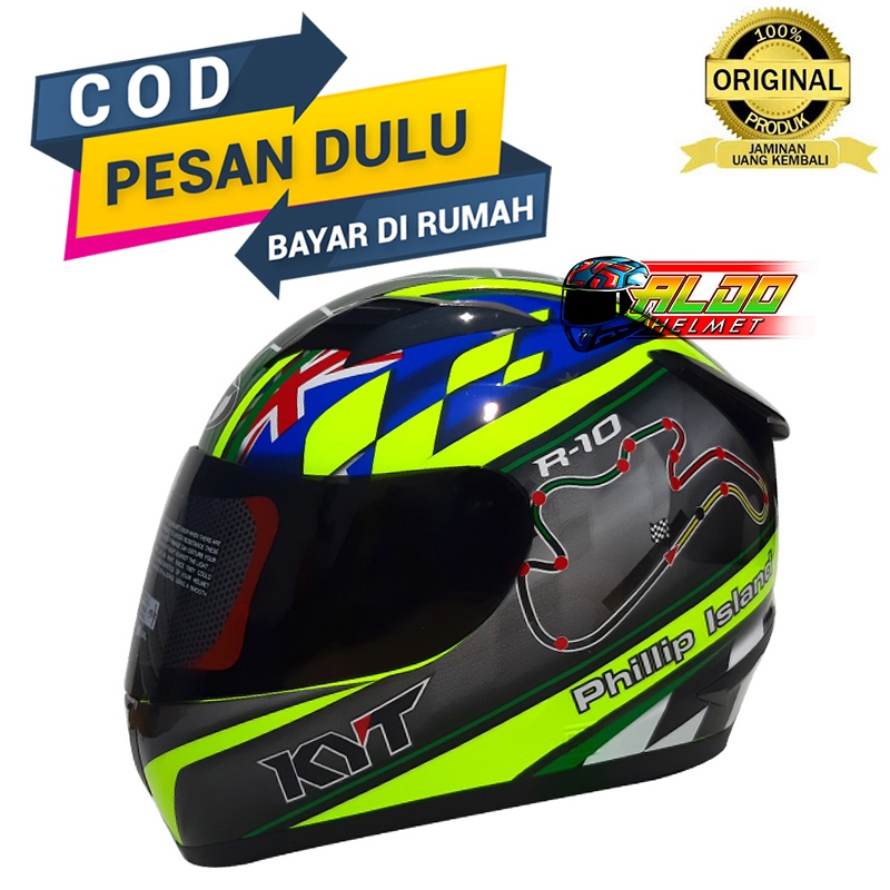 Helm KYT R-10 | Kyt R10 motif PHILIPS ISLAND | kyt fullface original | FREE packing dus & bubble wra