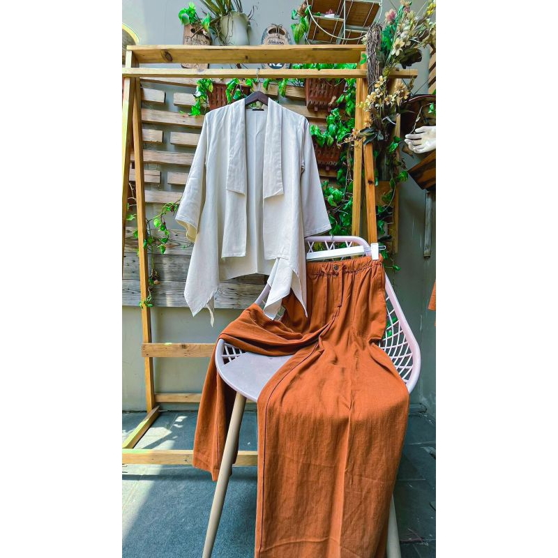 outer set celana kulot linen premium polos