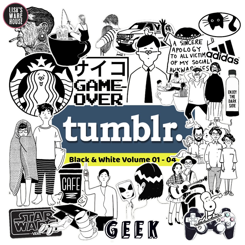 

Sticker Tumblr Black & White Volume 01-04