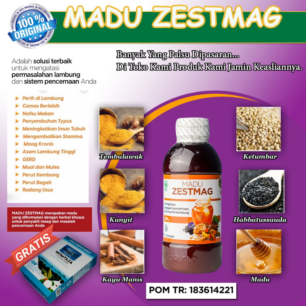 

Madu Zestmag 280gr Free Susu Kambing MOMTAZA 200 gr